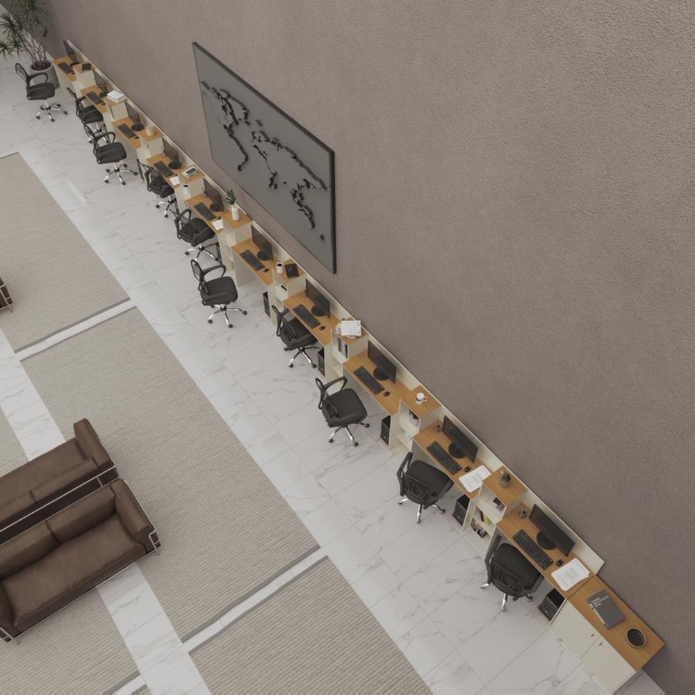 Conjunto de Escritório Cancun 9 Livreiro 1 Buffet e 10 Mesas 90cm - Vianossa