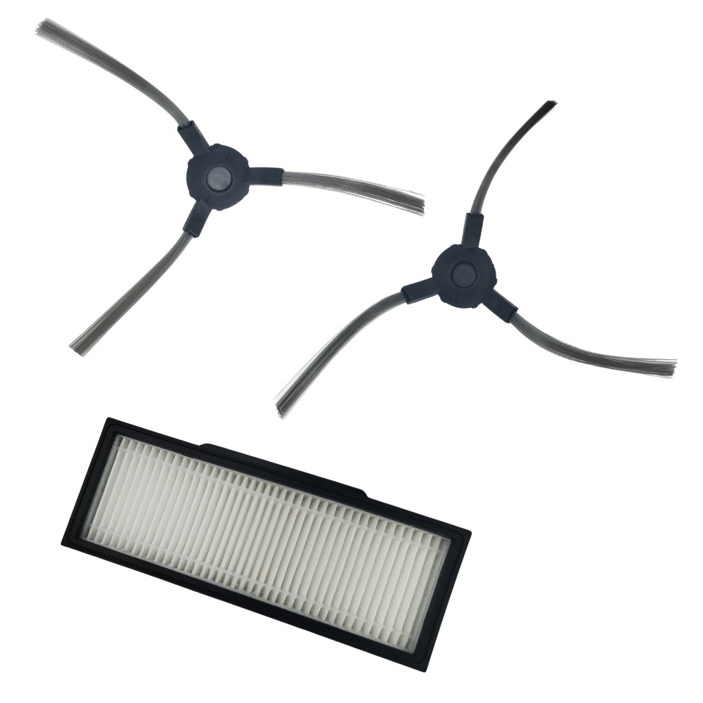 Kit 2un Escova Lateral com Filtro Compatível com Robô Aspirador Karcher RCV1 9.303-700.0 9.372-104.0