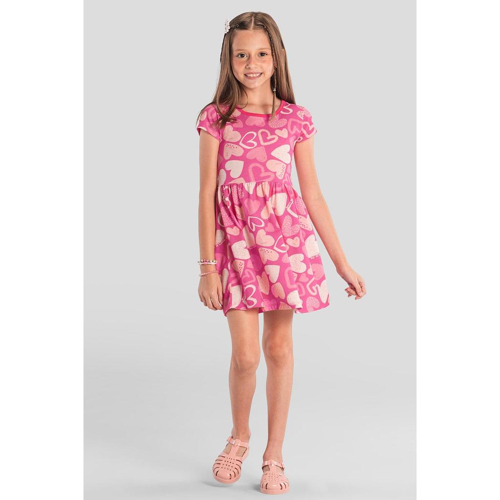 Vestido infantil menina de corações Brandili - 12