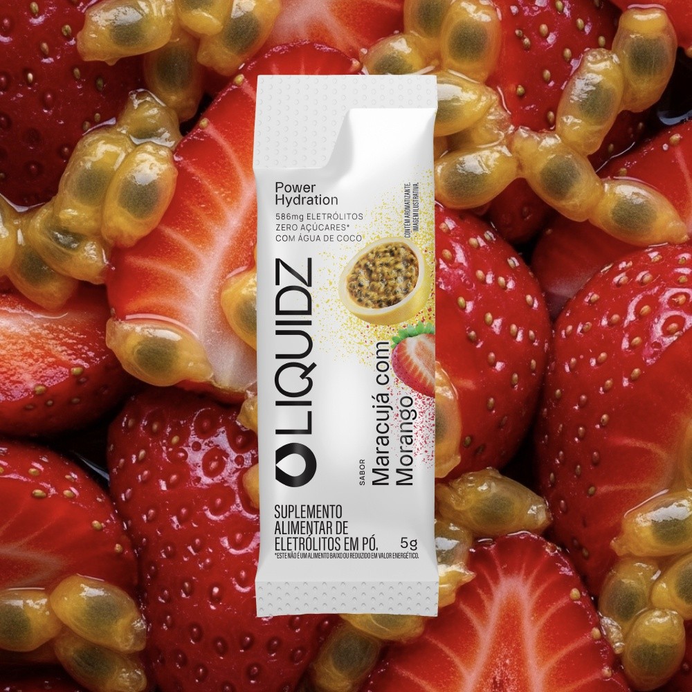 LIQUIDZ® - Eletrólitos Zero Açúcares - Maracujá com Morango - Kit 3 Caixas - 18 sachês