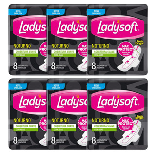 6 Pacotes de Absorvente Ladysoft Noturno Suave c/ Abas 8un –  Conforto e segurança por mais horas de sono em Oferta na Shopee