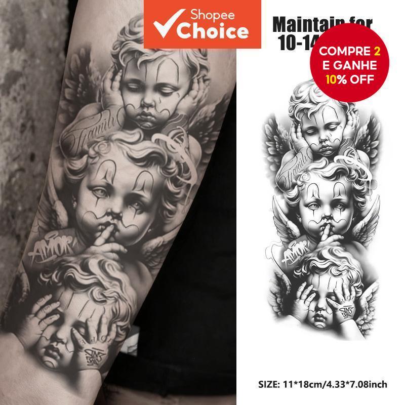 Adesivo De Tatuagem De Anjo Pequeno À Prova D'água Arte Corporal De Ervas De 15 Dias em Oferta na Shopee