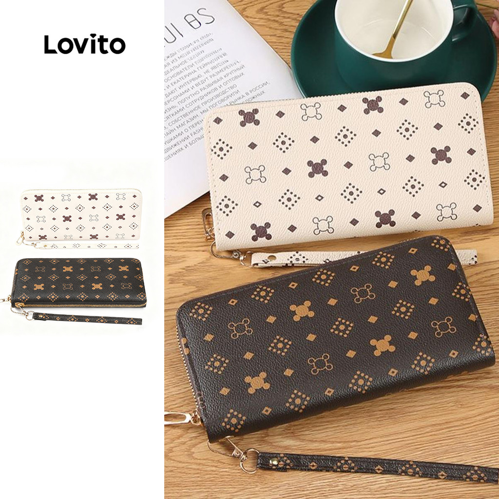 Lovito Carteira Casual geométrica para presbiopia com zíper compacto para mulheres  LFA65063 em Oferta na Shopee