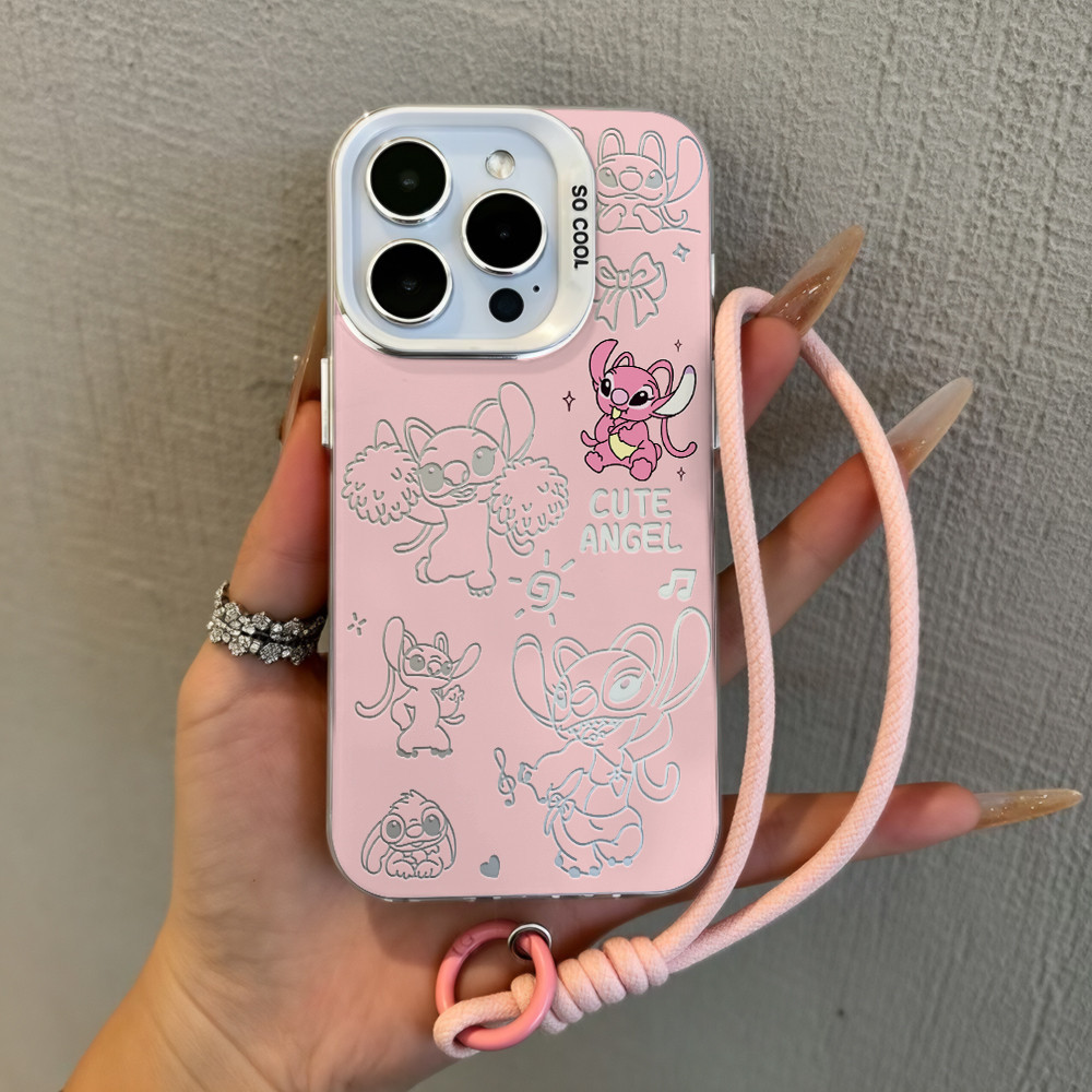 Capinha capa Koala fundo rosa Para iPhone 17 11 12 13 15 14 16 Pro Max Xr Xs Max pulseira rosa Capa TPU choque