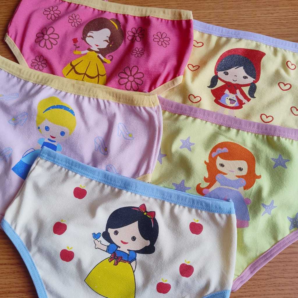 Kit com 10, 5 ou 2 peças Calcinha Infantil em Malha Algodão com Forro, Cores e Estampas variadas.