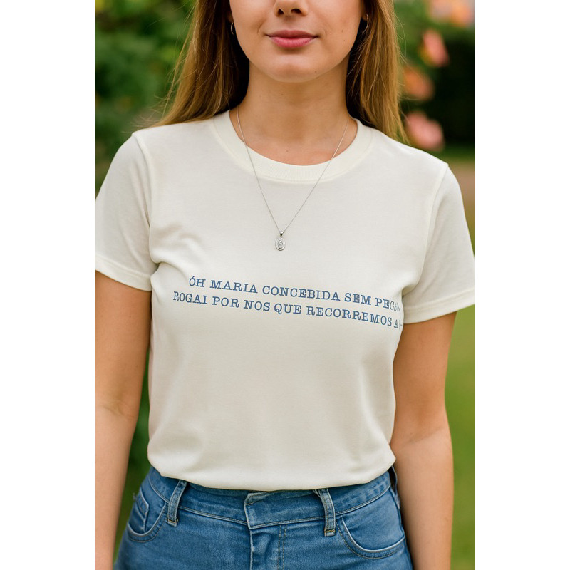 Camiseta Unissex Estampa Nossa Senhora Blusa Algodão Católica Maria Concebida sem Pecado