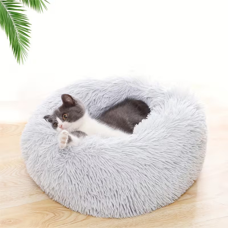 Cama Aconchegante de Pelúcia para Gatos & Cães Pequenos - PU Macio, Estilo Contemporâneo