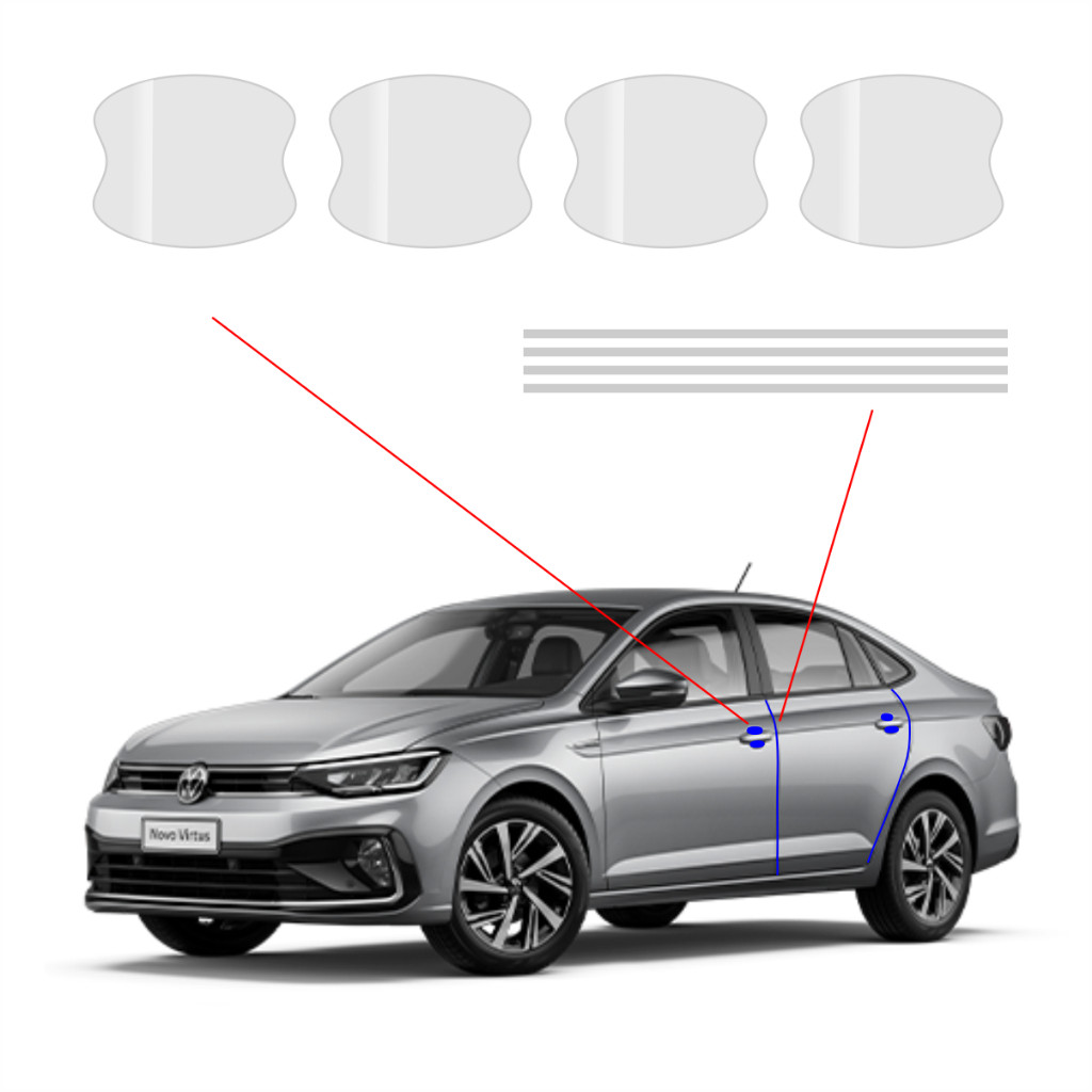 Kit Protetor De Maçaneta E Quina De Porta Vw Virtus Ppf