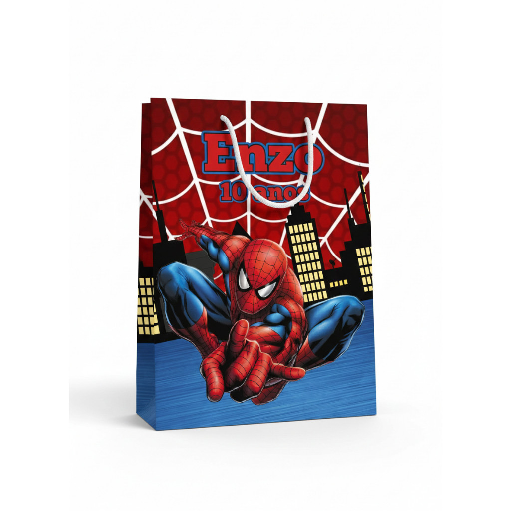 Kit 10 Sacolinhas Personalizadas De Festa Homem Aranha Nome Idade