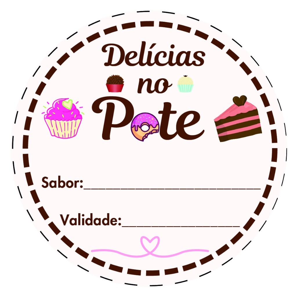 Adesivo Delicias no Pote 4x4cm Bolo de Pote 100 unidades REF 710 em Oferta na Shopee