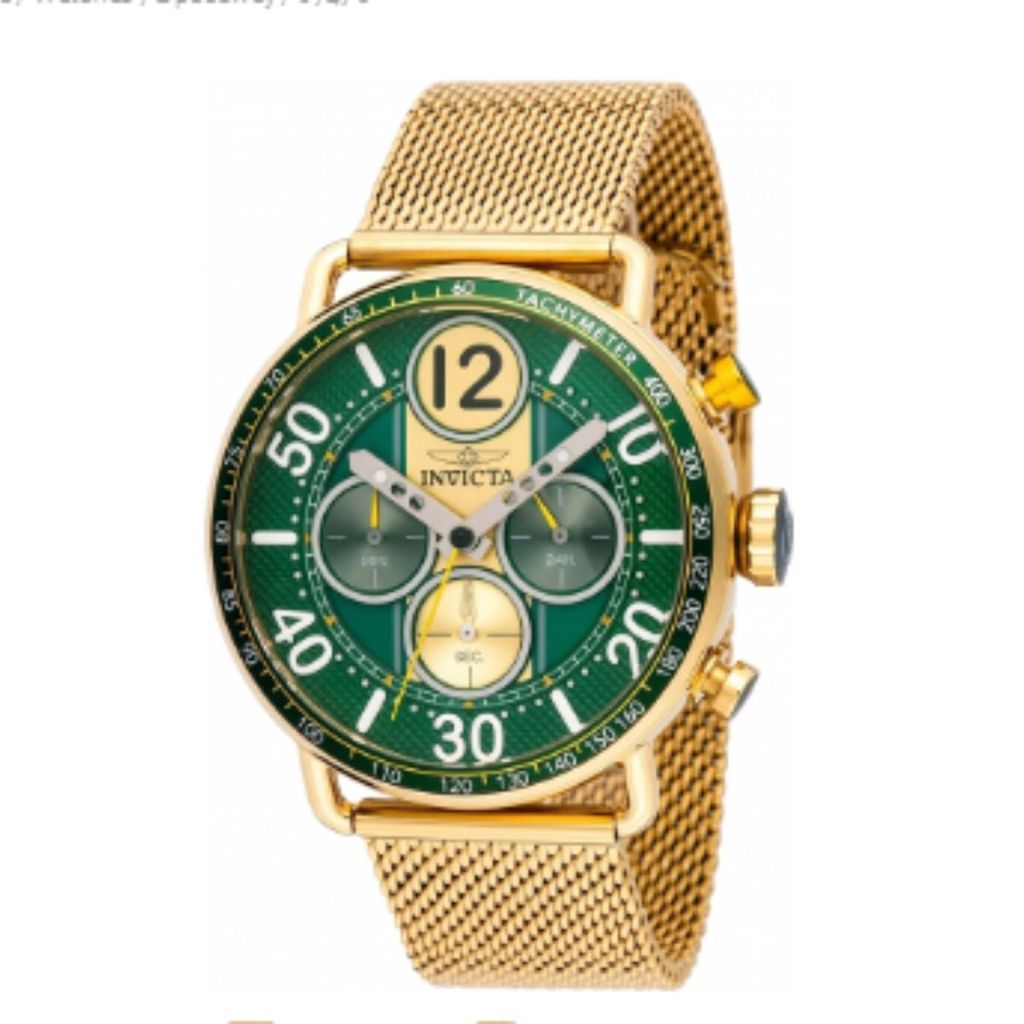 Relógio Masculino Invicta Speedway Dourado Pulseira Mesh Cronógrafo 69470