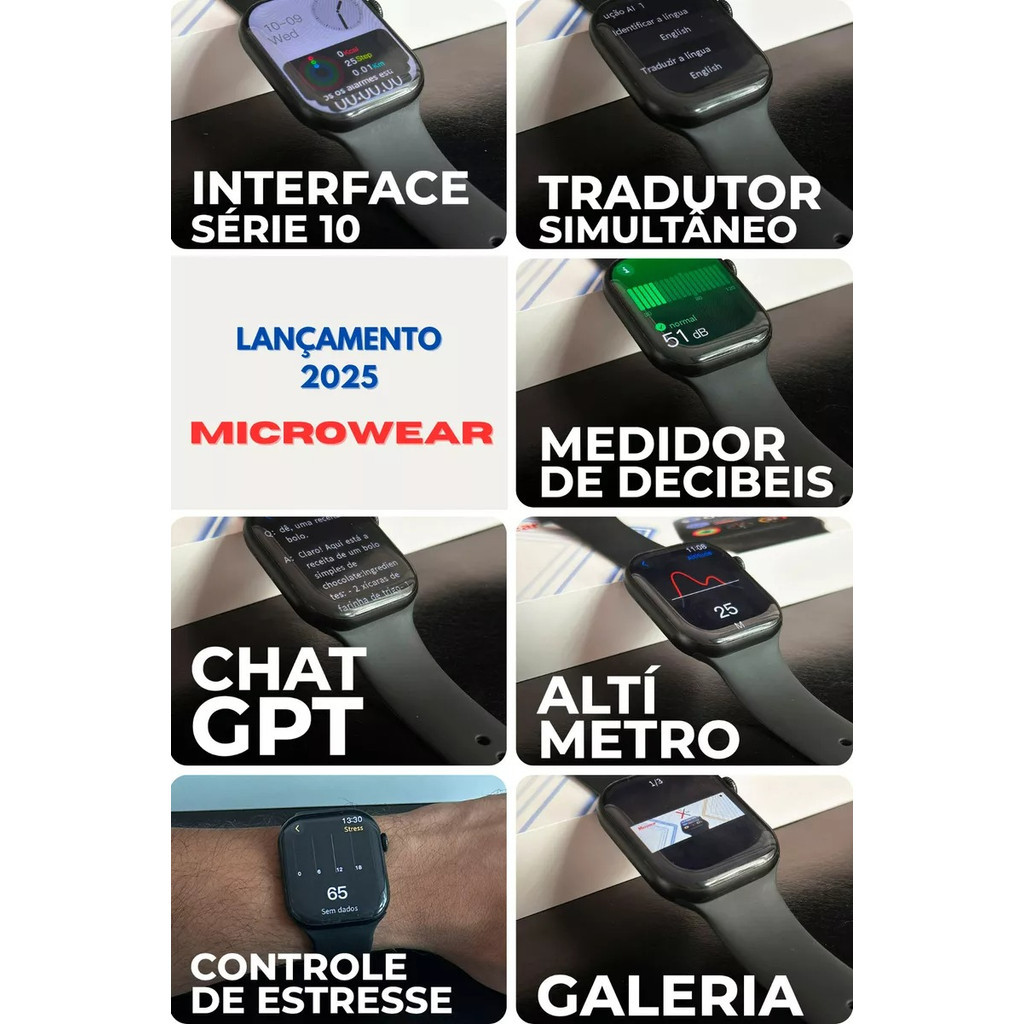 Smartwatch Relogio Microwear Original W10 46 mm esportes gps Ip68 2 Pulseira Capa Pelicula Relogio · foto 2