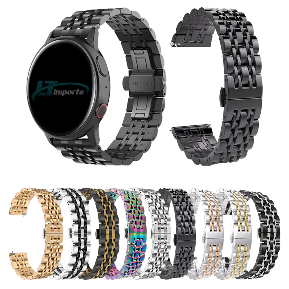 Pulseira 20mm Metal Aço 7 Elos LTIMPORTS para Samsung Galaxy Watch Active 1/2, Watch 3 41mm, Watch 42mm e Amazfit Active