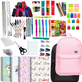 Kit Escolar 50 Iten Essenciais Caderno Unicórnio Mochila e Estojo para Escola Universidade em Oferta na Shopee