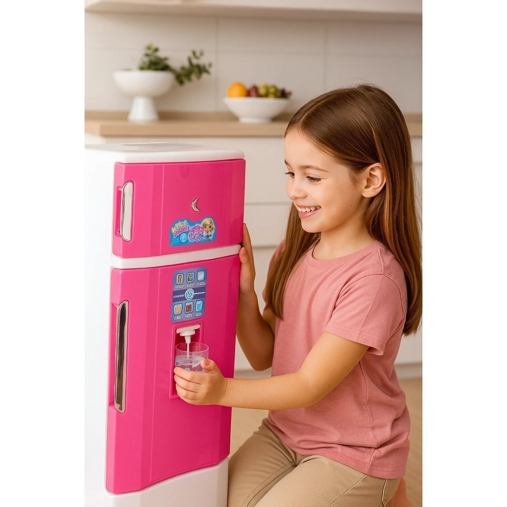 Geladeira Infantil Duplex Rosa Brinquedo Interativo Simulação Cozinha Educativo Criança
