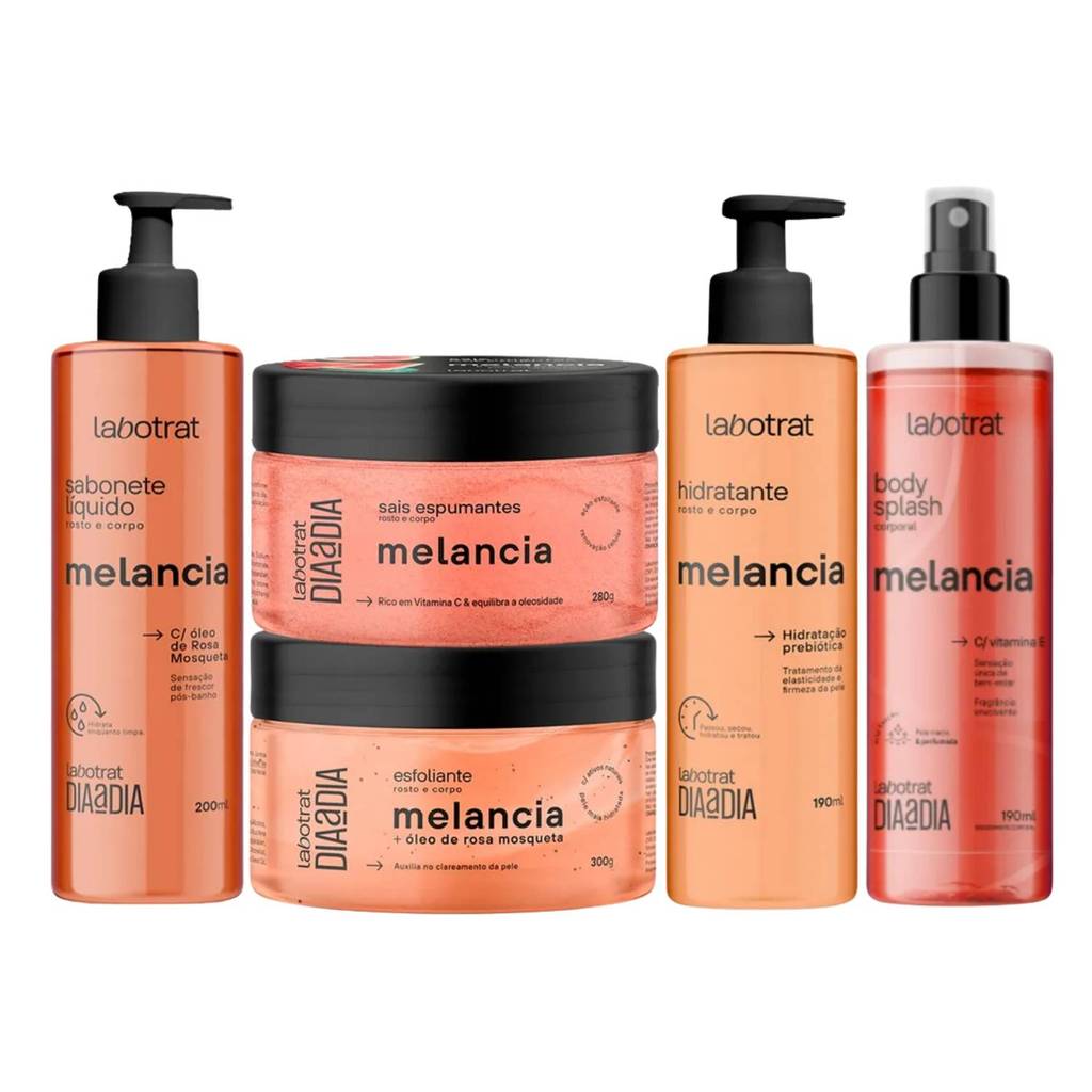 KIT DE BANHO DIA A DIA MELANCIA C/ BODY SPLASH LABOTRAT (5 PRODUTOS)