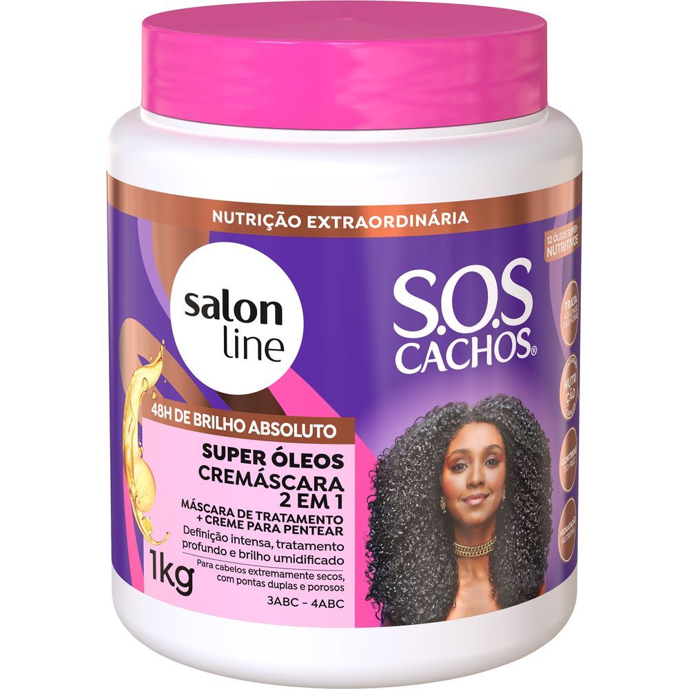 Cremáscara Salon Line 2X1 S.O.S Cachos Nutritivo 1Kg em Oferta na Shopee