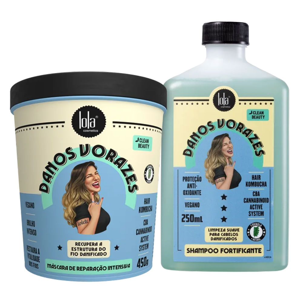 Kit Lola Cosmetics Danos Vorazes  Shampoo250ml + Máscara 450ml em Oferta na Shopee