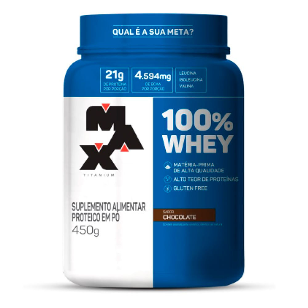 Whey 100% Max Titanium Sabor Chocolate 450g