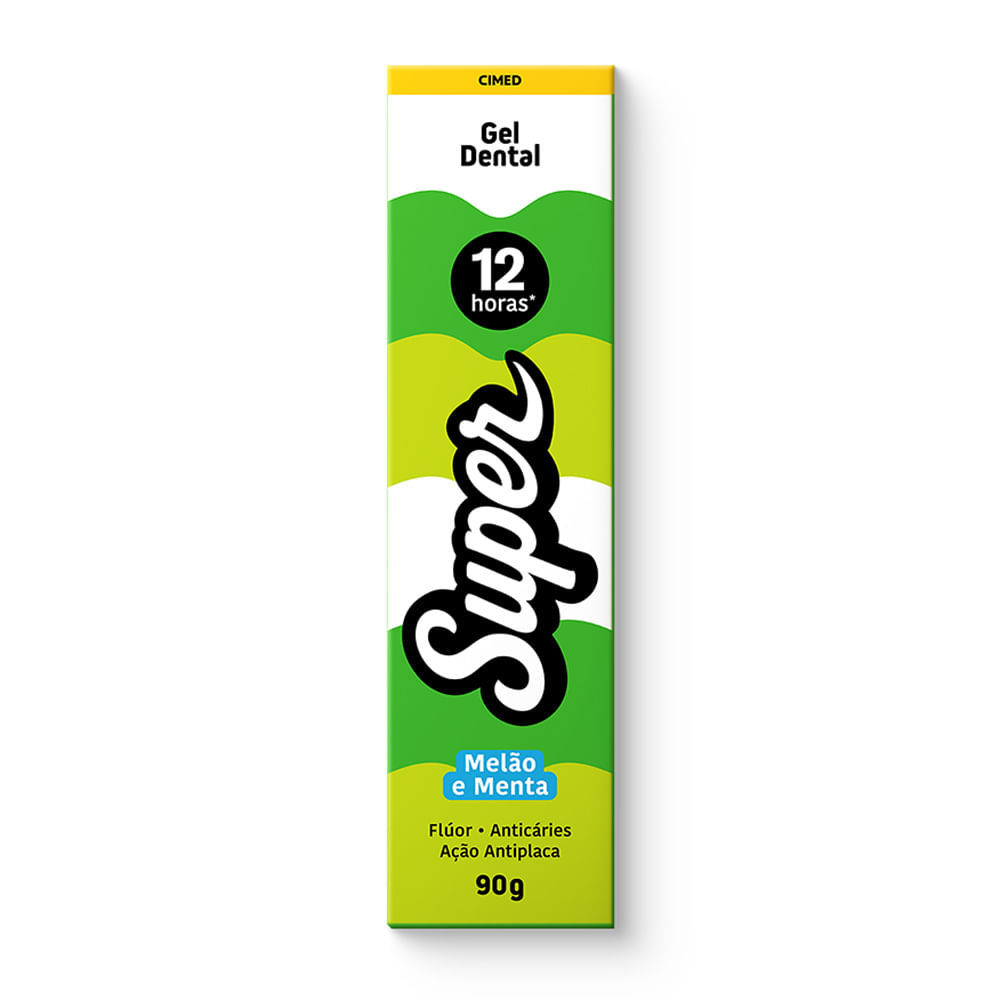 Gel Dental Super 12 Horas Melão e Menta com Flúor 90g em Oferta na Shopee