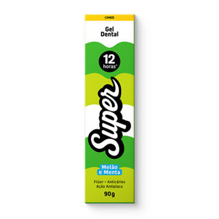 Gel Dental Super 12 Horas Melão e Menta com Flúor 90g em Oferta na Shopee