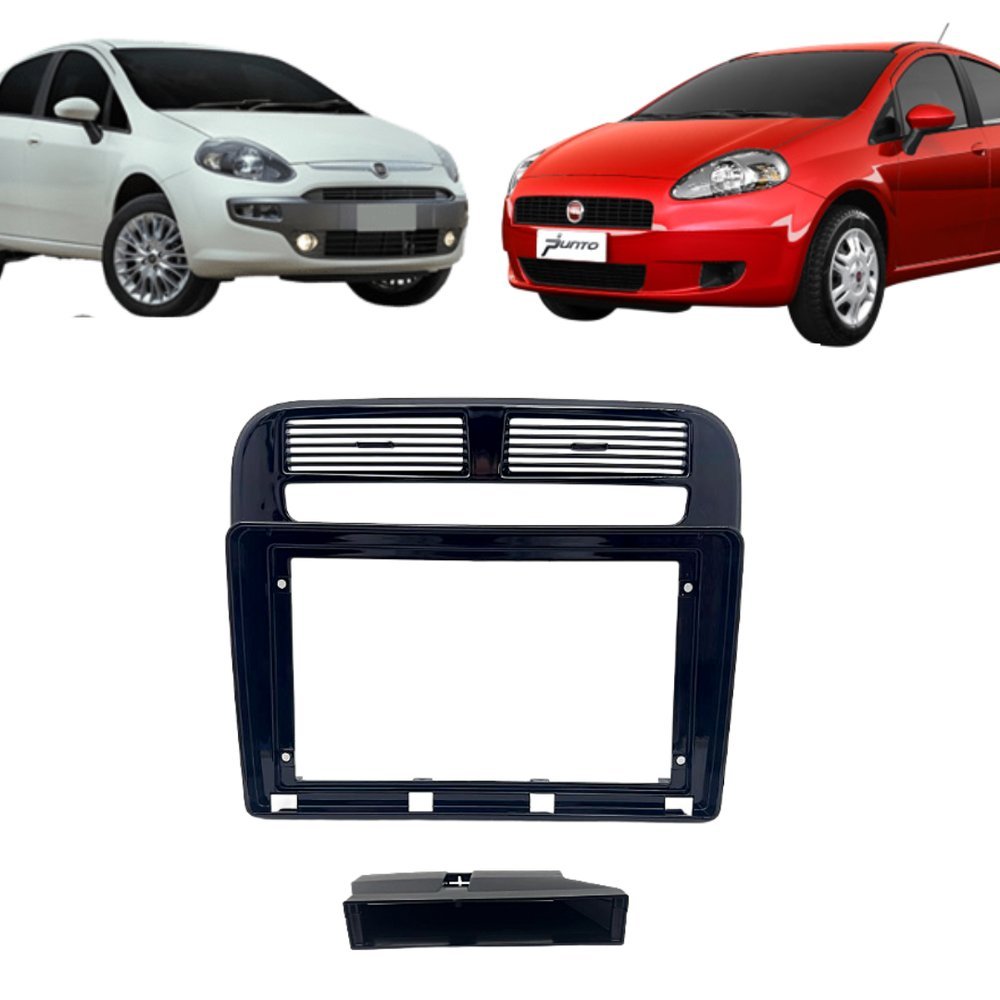 Moldura 9" Chinês Fiat Punto 2008/2012 - Black Piano