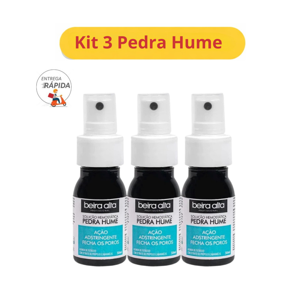 Kit 3 Pedra Hume Beira Alta Ação Adstringente 30ml em Oferta na Shopee