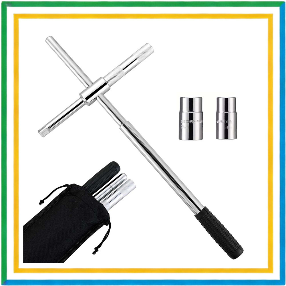 Chave de cubo estendida 19/23mm Chave de pneu resistente Universal de quatro vias com bolsa de armazenamento