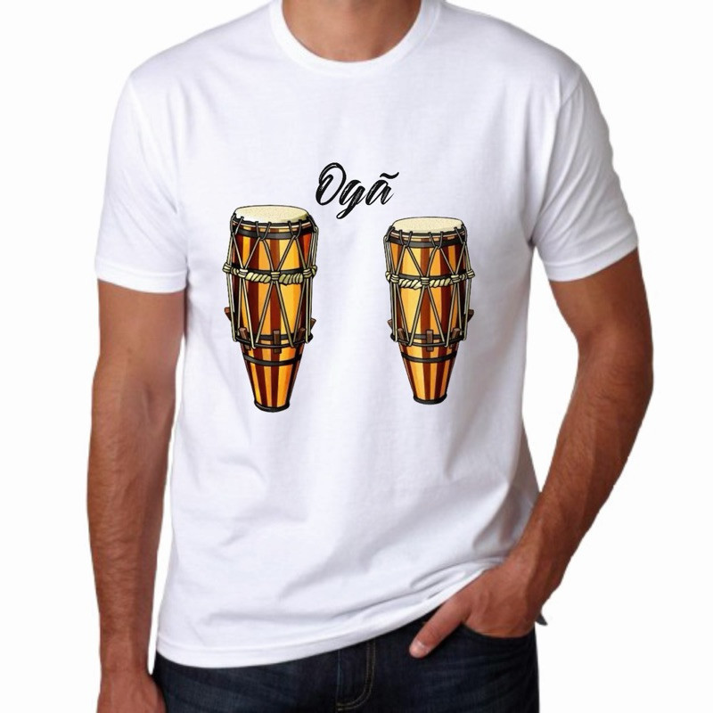 camiseta misa Ogã atabaque candomblé umbanda pai músi instrumento Gael Shop pedrao Modas