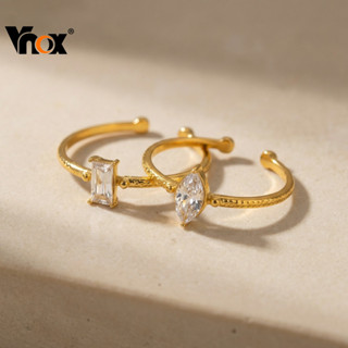 Anel Aberto De Zircão Quadrado Vnox Para Mulheres E Meninas , Anéis Ajustáveis Simples De Aço Inoxidável Dourado em Oferta na Shopee