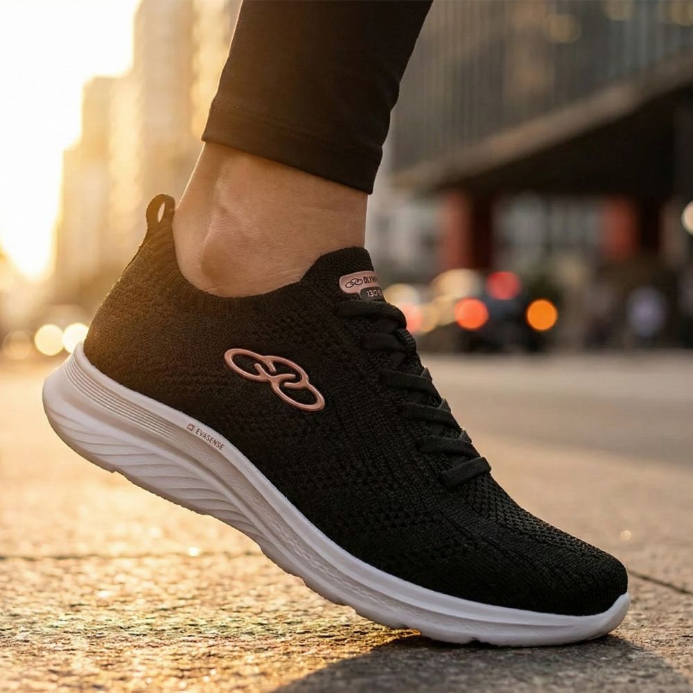 Tênis Feminino Olympikus 130G Ultraleve Hypersox Preto/Rose em Oferta na Shopee