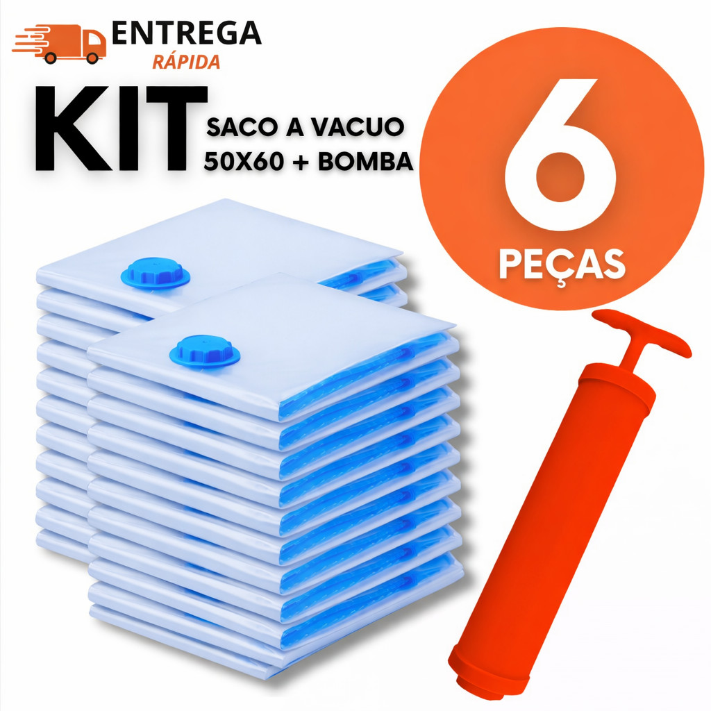 Saco A Vácuo 50x60 Com Bomba Manual Compactador Grande Para Roupas Mala Viagem Armário Economia Espaço