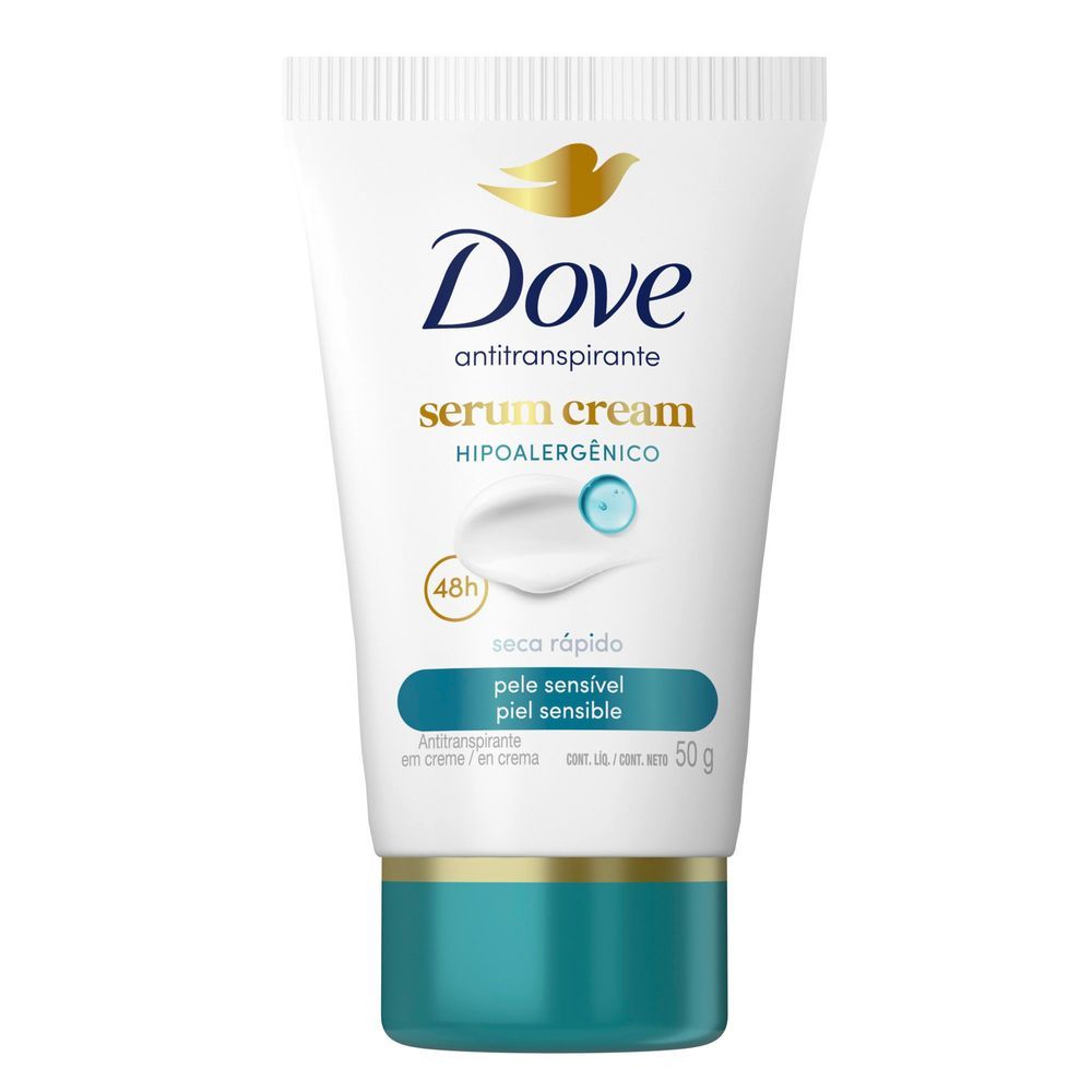 Desodorante Dove Antitranspirante Sérum Cream Pele Sensível 50g em Oferta na Shopee