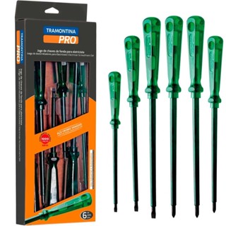 Jogo de chave fenda e phillips isolada com 6 peças - Easy Grip - Tramontina PRO em Oferta na Shopee