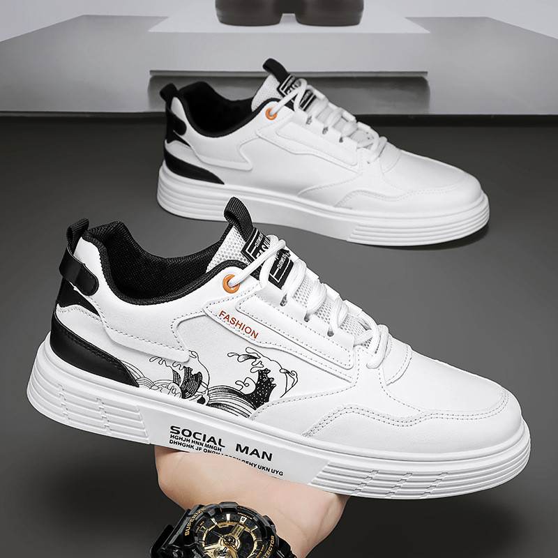 Tênis esportivos masculinos, novos tênis respiráveis de verão, sapatos casuais brancos masculinos.