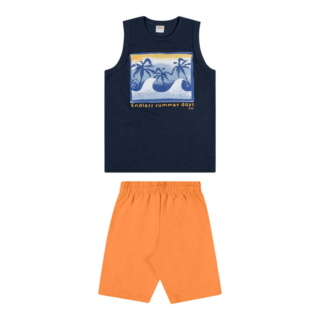 Conjunto Infantil Menino Curto Moletom Elian Azul — imagem 2 de 2