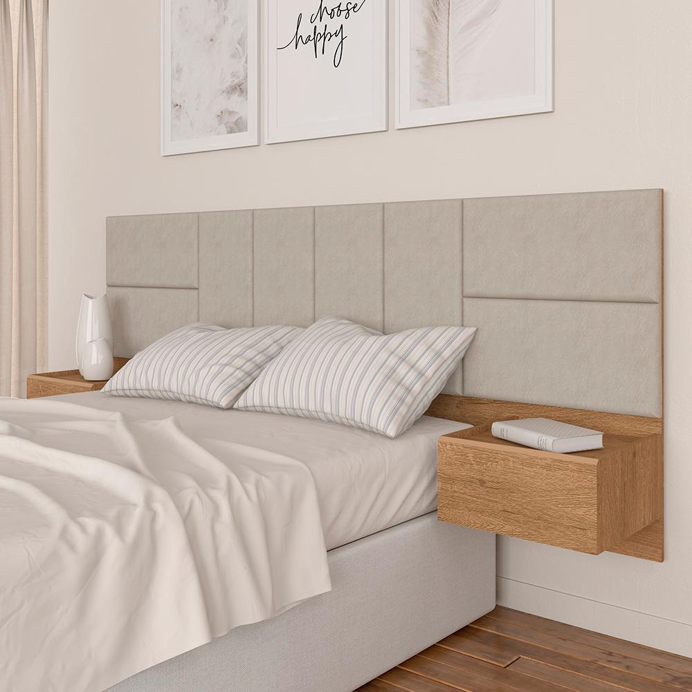 Cabeceira Suspensa Para Cama Casal Malibu Carv/bege -  M. Arapongas em Oferta na Shopee