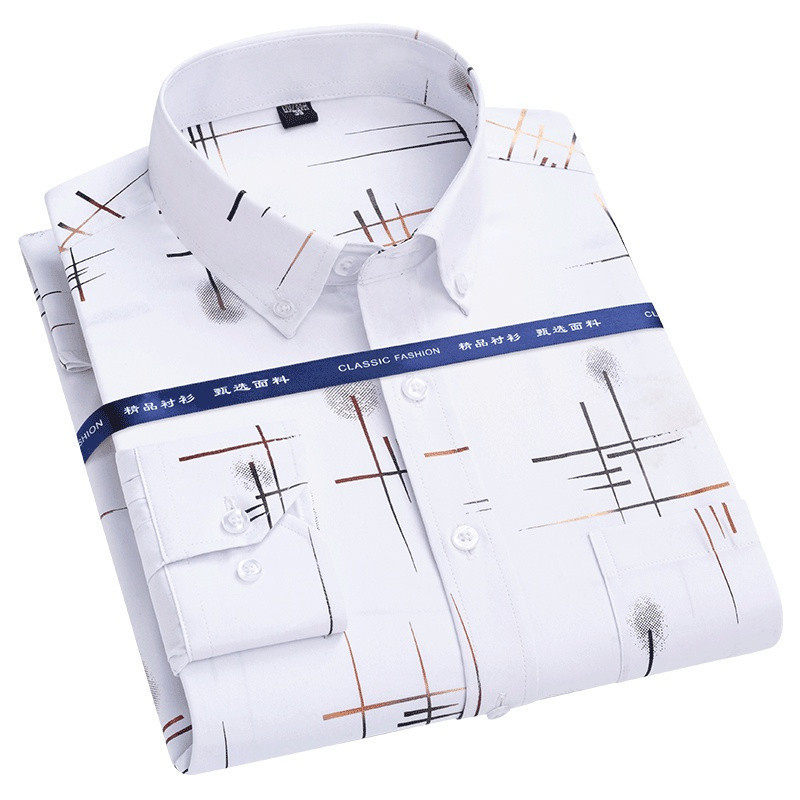 Camisa Formal Masculina de Manga Longa, Camisa Confortável com Estampa Sutil, Camisa Masculina PONQ DXAR