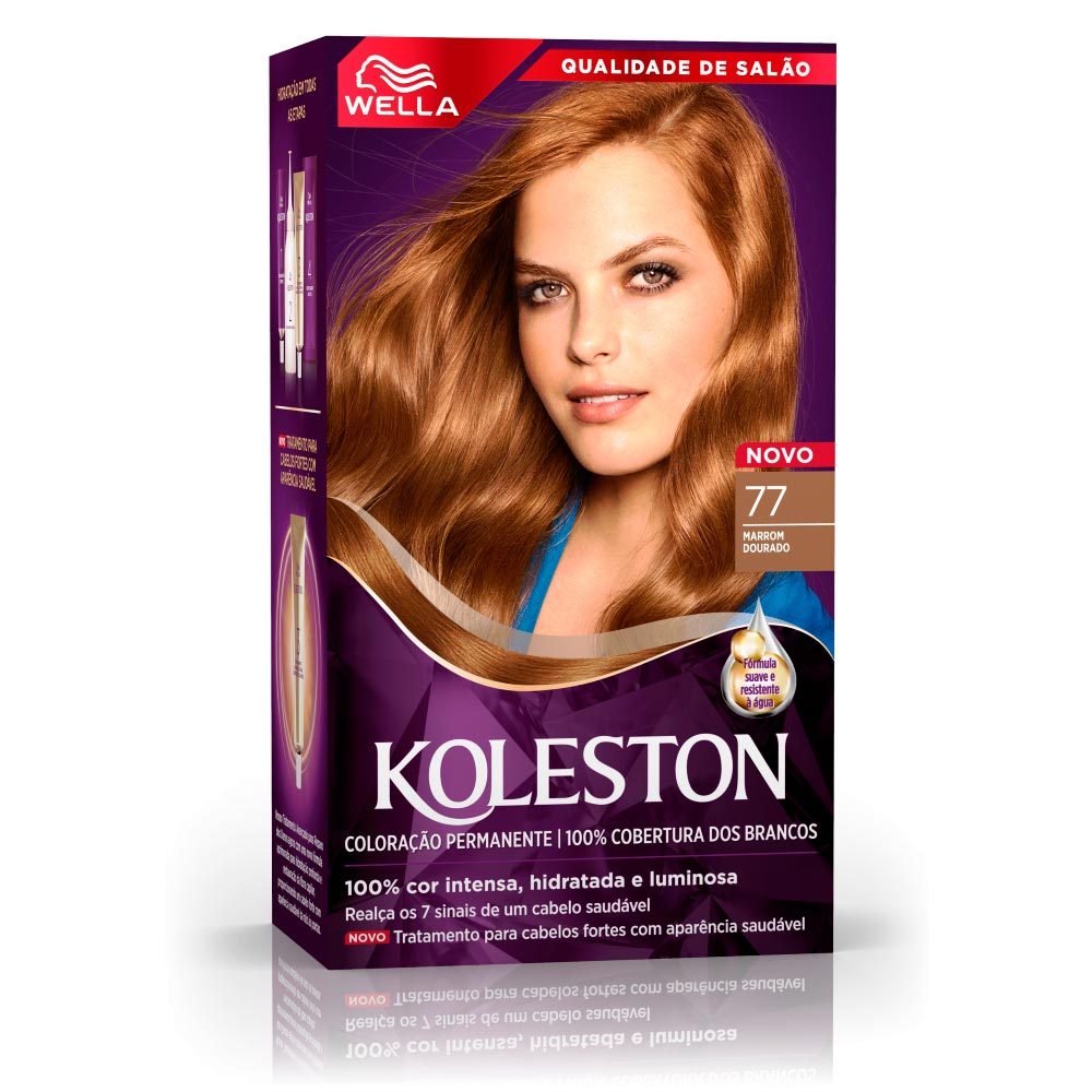 Tinta de Cabelo Koleston Marrom Dourado 77 em Oferta na Shopee