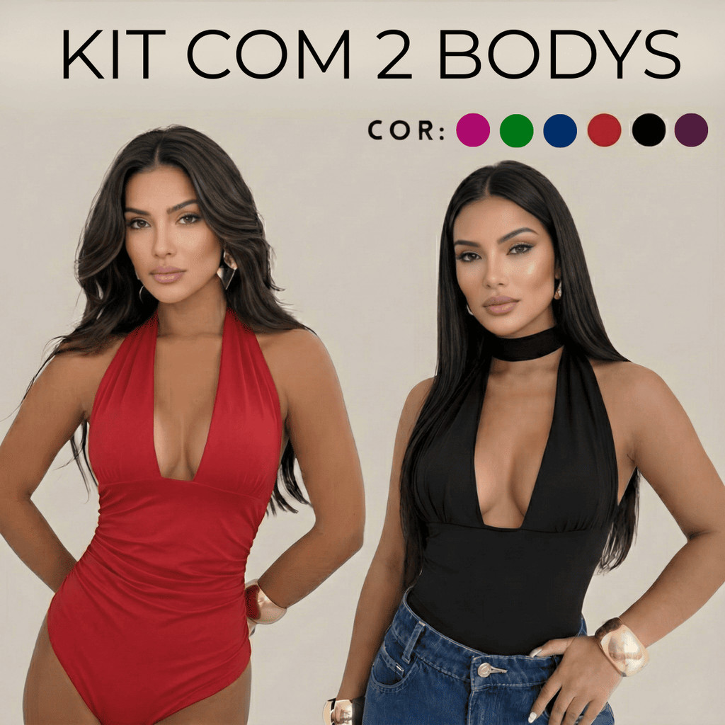 Kit 2 Body Multiformas Costa Nua Amarração Feminino Verão Fresco Malha Fria Decote Frente Única