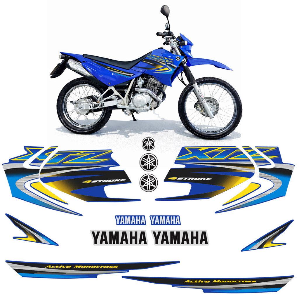Kit Adesivos Para Yamaha Xtz 125 2005 Moto Azul + Emblemas