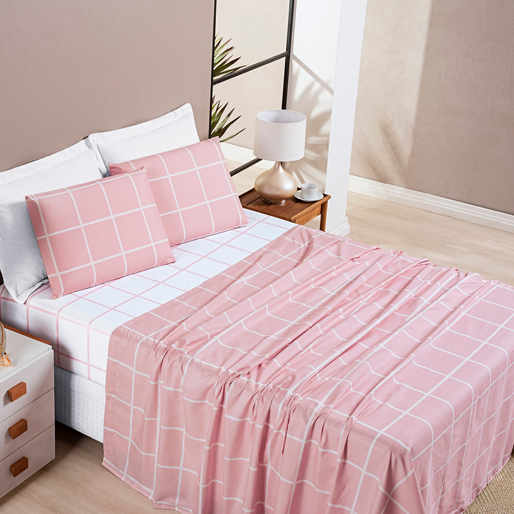 Jogo De Cama Queen Austin 4 Peças 200 Fios Micropercal Macio Confortável Elegante Enxoval Cama Cores Variadas Premium
