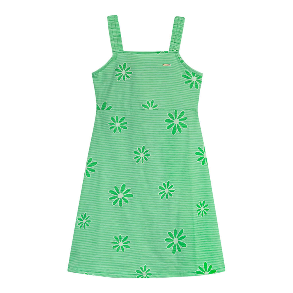 Vestido Infantil Menina Floral Com Amarração Elian Verde em Oferta na Shopee