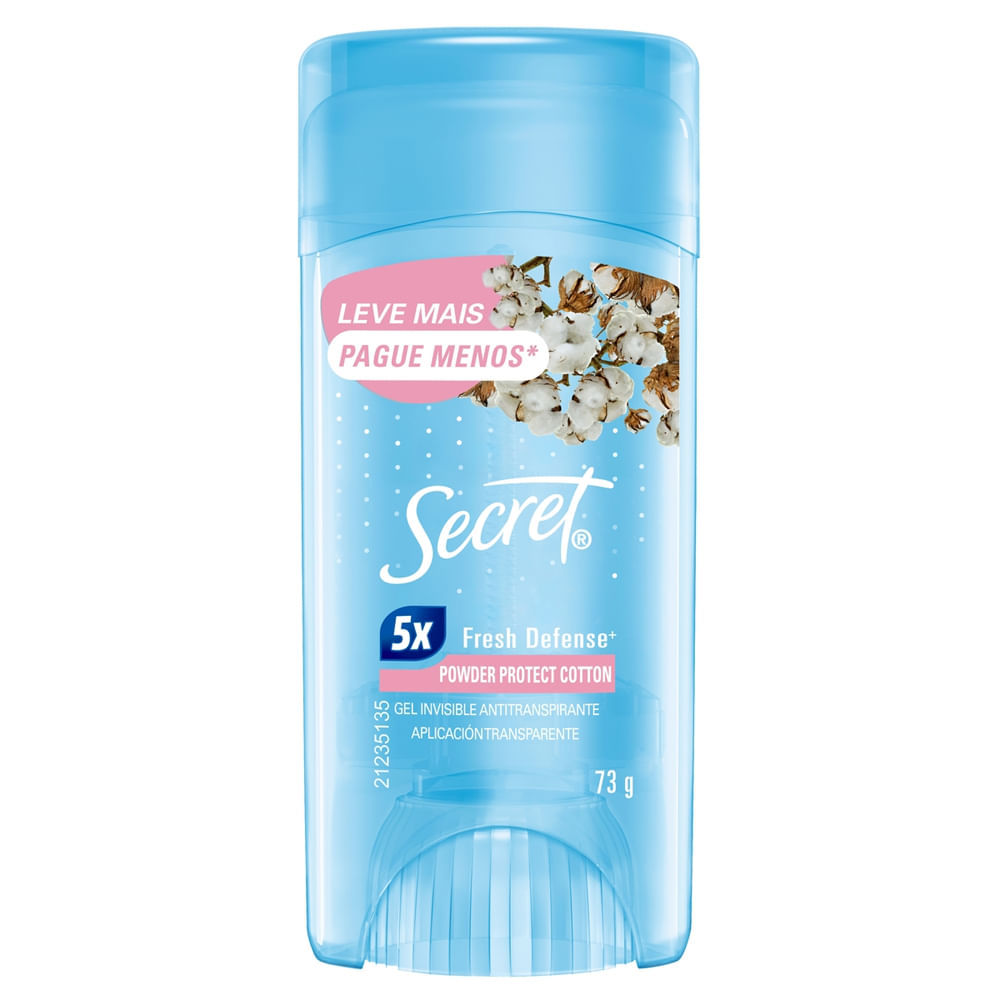Desodorante Secret Clear Gel Powder Protect Algodão 73g
