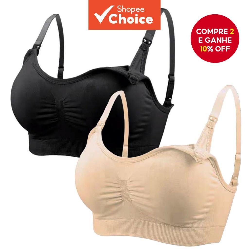 Dois sutiãs de amamentação com um design confortável e suave de fecho.