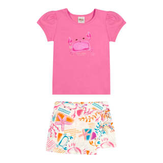 Conjunto Curto Infantil Menina Caranguejo Elian Rosa em Oferta na Shopee