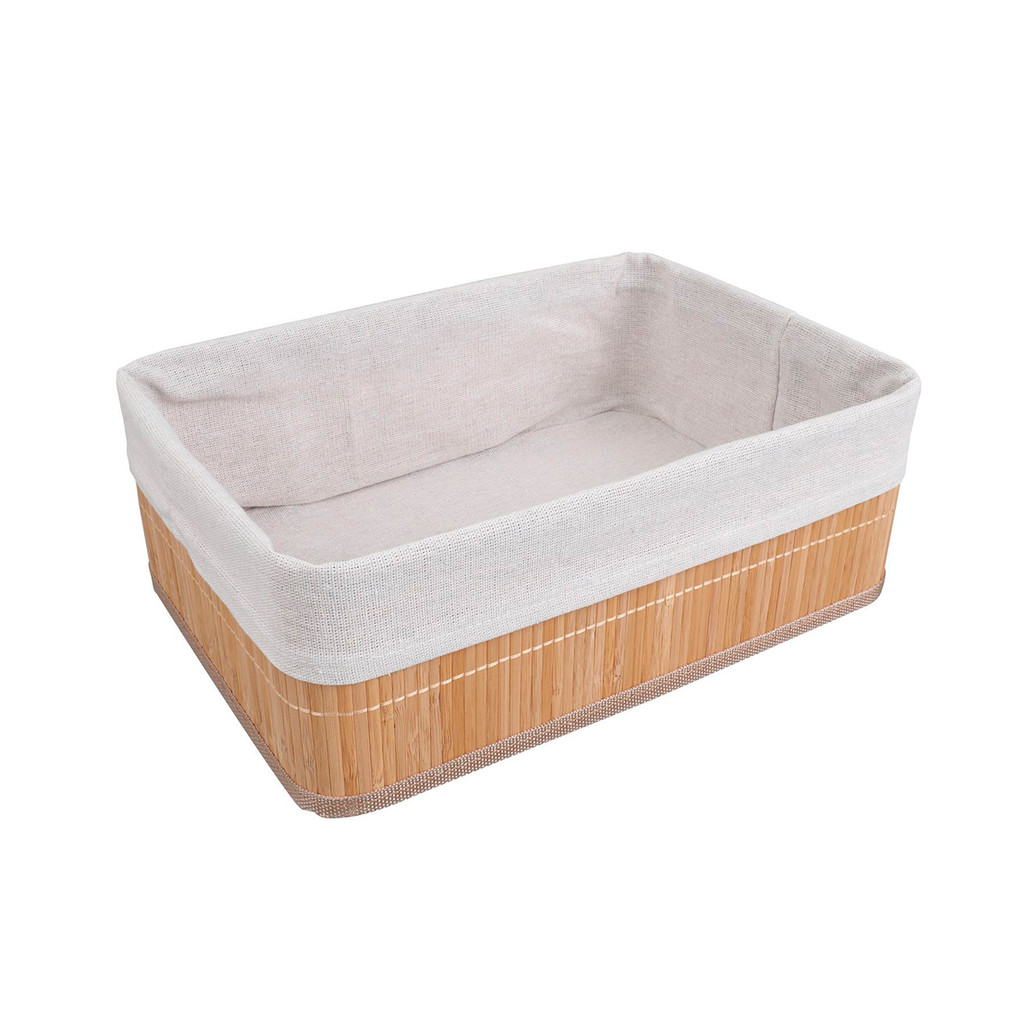 Cesto retangular de bambu com forro 29cm - Oikos