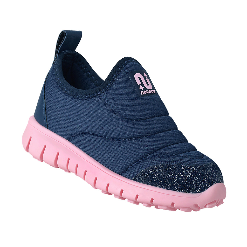 Tênis Infantil Novopé Ultra Flex Azul com Rosa glitter e conforto em Oferta na Shopee