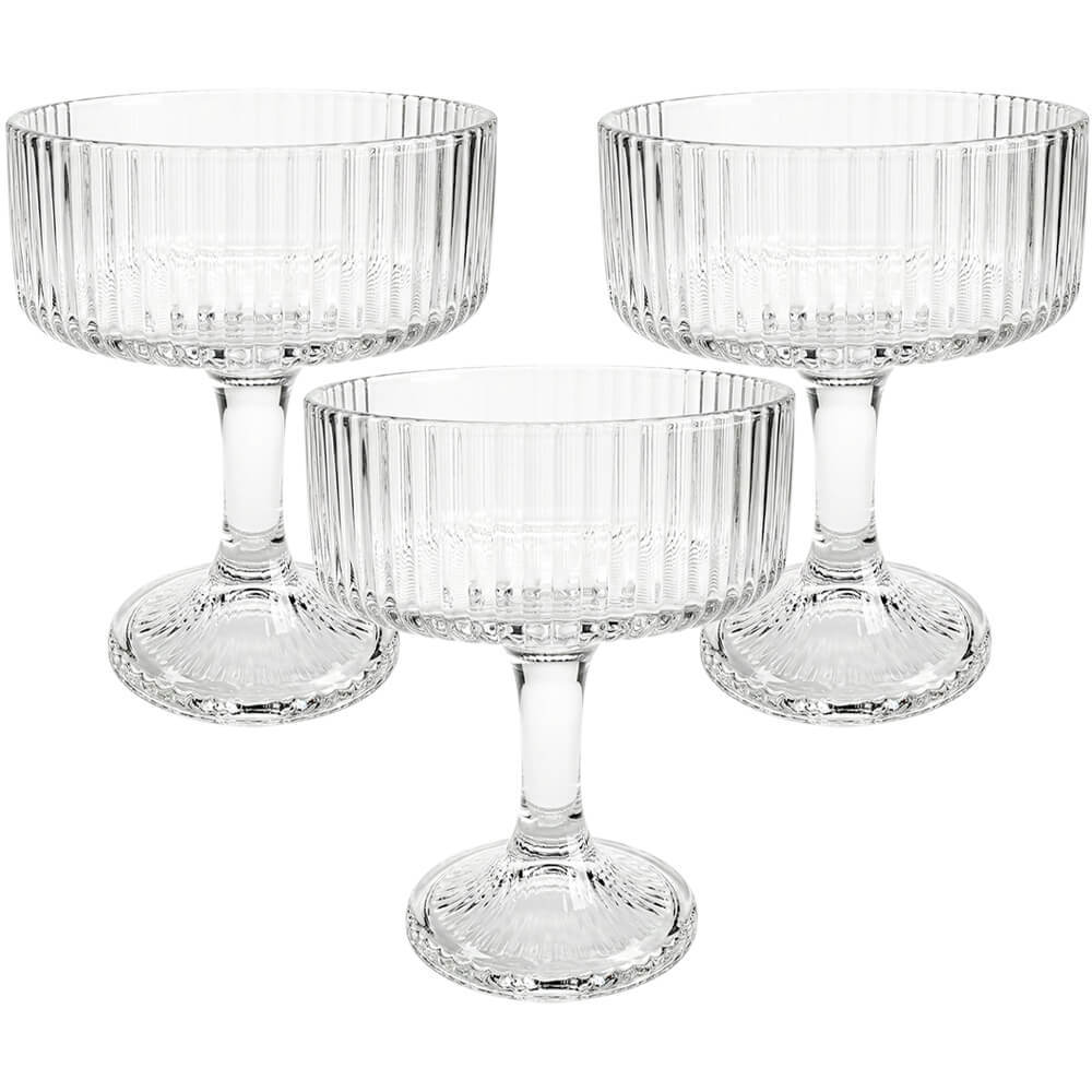Conjunto De Taças De Sobremesa Latinos De Vidro Transparente 300ml 3 Peças - Casambiente