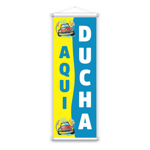 Banner Ducha Aqui Lava Jato Rápido Lava Car 1 x 0,30 cm